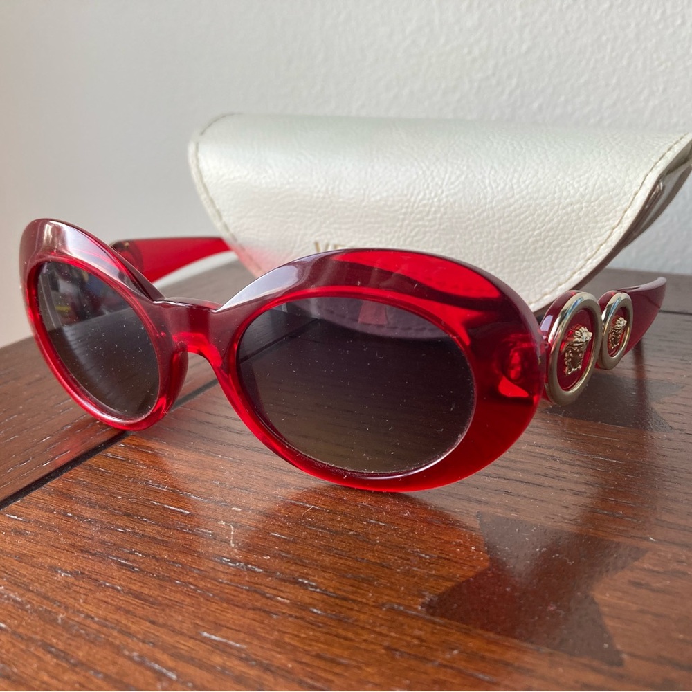 Versace Vintage Medusa Red Sunglasses with case
